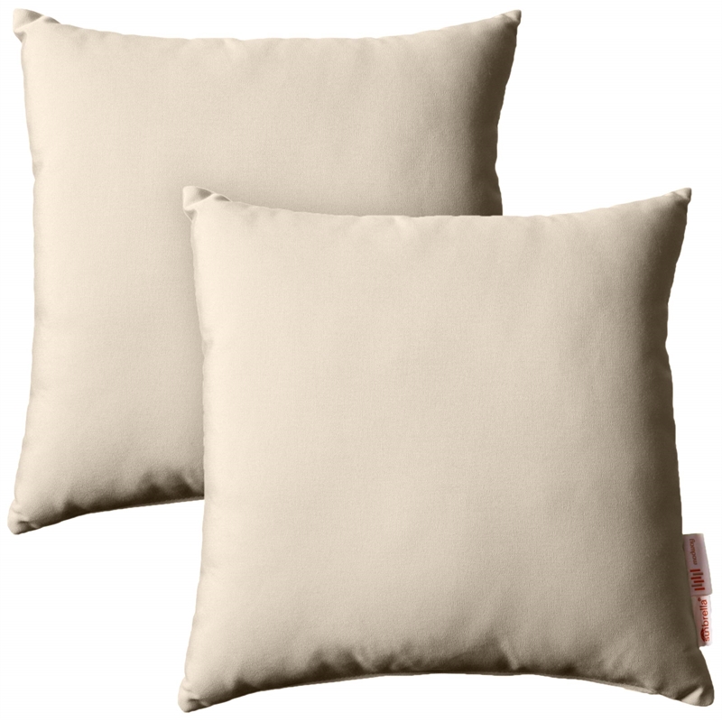 Modway Summon 2-Piece Modern Fabric Outdoor Patio Pillow Set in Beige