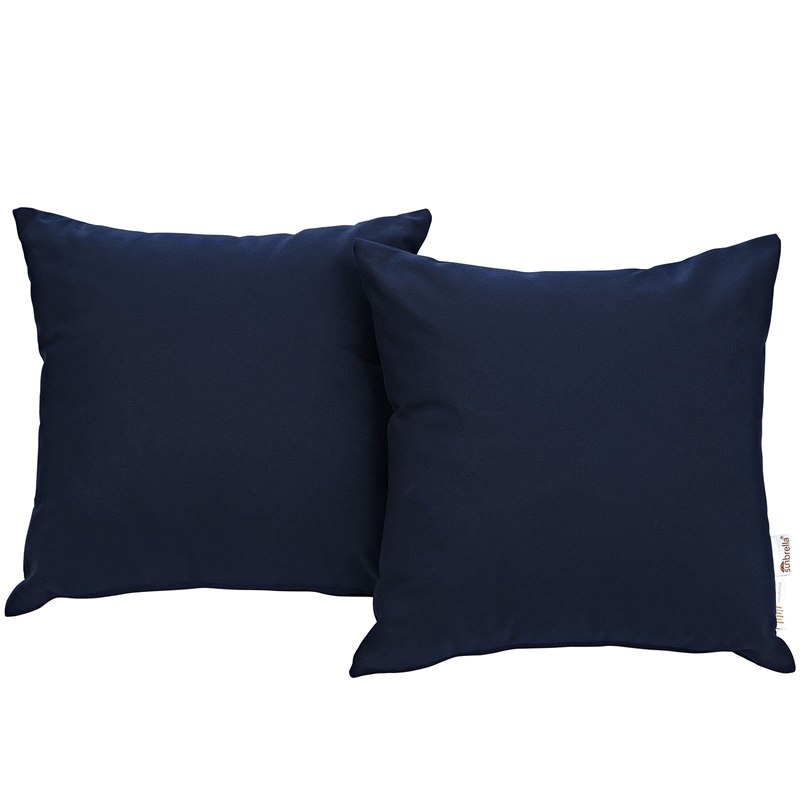Modway Summon 2-Piece Modern Fabric Outdoor Patio Pillow Set in Navy
