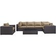 Modway Convene 7-Piece Aluminum and Rattan Patio Sectional Set - Espresso/Mocha