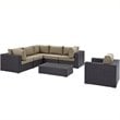 Modway Convene 7-Piece Aluminum and Rattan Patio Sectional Set - Espresso/Mocha