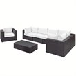 Modway Convene 7-Piece Aluminum Rattan Patio Sectional Set in Espresso/White