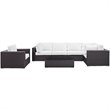 Modway Convene 7-Piece Aluminum Rattan Patio Sectional Set in Espresso/White