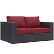 Modway Convene 5-Piece Aluminum and Rattan Patio Sofa Set in Espresso/Red