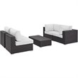Modway Convene 5-Piece Aluminum & Rattan Patio Sectional Set in Espresso/White