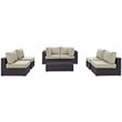 Modway Convene 7-Piece Aluminum & Rattan Patio Sectional Set in Espresso/Beige