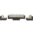 Modway Convene 7-Piece Aluminum & Rattan Patio Sectional Set in Espresso/Beige