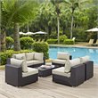 Modway Convene 7-Piece Aluminum & Rattan Patio Sectional Set in Espresso/Beige