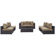 Modway Convene 7-Piece Aluminum & Rattan Patio Sectional Set in Espresso/Mocha