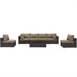 Modway Convene 7-Piece Aluminum & Rattan Patio Sectional Set in Espresso/Mocha