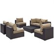Modway Convene 7-Piece Aluminum & Rattan Patio Sectional Set in Espresso/Mocha