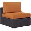 Modway Convene 7-Piece Aluminum Rattan Patio Sectional Set in Orange/Espresso