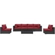 Modway Convene 7-Piece Aluminum & Rattan Patio Sectional Set in Espresso/Red
