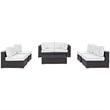 Modway Convene 7-Piece Aluminum & Rattan Patio Sectional Set in Espresso/White