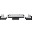 Modway Convene 7-Piece Aluminum & Rattan Patio Sectional Set in Espresso/White