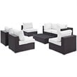 Modway Convene 7-Piece Aluminum & Rattan Patio Sectional Set in Espresso/White