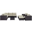 Modway Convene 10-Piece Aluminum Rattan Patio Sectional Set in Espresso/Beige