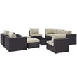 Modway Convene 10-Piece Aluminum Rattan Patio Sectional Set in Espresso/Beige
