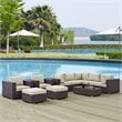 Modway Convene 10-Piece Aluminum Rattan Patio Sectional Set in Espresso/Beige