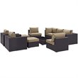 Modway Convene 10-Piece Aluminum Rattan Patio Sectional Set in Espresso/Mocha