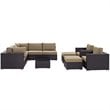 Modway Convene 10-Piece Aluminum Rattan Patio Sectional Set in Espresso/Mocha