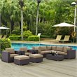 Modway Convene 10-Piece Aluminum Rattan Patio Sectional Set in Espresso/Mocha