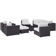 Modway Convene 10-Piece Aluminum and Rattan Patio Sectional Set - Espresso/White