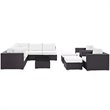 Modway Convene 10-Piece Aluminum and Rattan Patio Sectional Set - Espresso/White