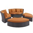 Convene Circular Outdoor Patio Daybed Set in Espresso Orange