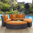 Convene Circular Outdoor Patio Daybed Set in Espresso Orange