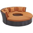 Convene Circular Outdoor Patio Daybed Set in Espresso Orange