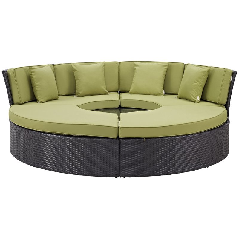 Modway Convene 5 Piece Patio Daybed Set in Espresso and Peridot