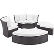 Convene Circular Outdoor Patio Daybed Set in Espresso White