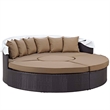 Modway Convene Canopy Aluminum and Rattan Patio Daybed in Mocha/Espresso
