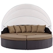 Modway Convene Canopy Aluminum and Rattan Patio Daybed in Mocha/Espresso