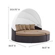 Modway Convene Canopy Aluminum and Rattan Patio Daybed in Mocha/Espresso