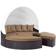 Modway Convene Canopy Aluminum and Rattan Patio Daybed in Mocha/Espresso