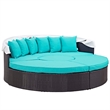 Modway Convene Canopy Aluminum and Rattan Patio Daybed in Turquoise/Espresso