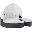 Modway Convene Canopy Aluminum and Rattan Patio Daybed in White/Espresso