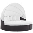 Modway Convene Canopy Aluminum and Rattan Patio Daybed in White/Espresso
