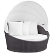 Modway Convene Canopy Aluminum and Rattan Patio Daybed in Espresso/White