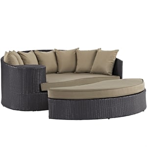 Modway Convene Aluminum and Rattan Patio Daybed in Espresso/Mocha