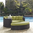 Modway Convene Aluminum and Rattan Patio Daybed in Espresso/Peridot