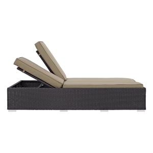 Modway Convene Double Aluminum and Rattan Patio Chaise - Espresso/Mocha