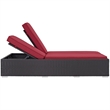 Modway Convene Double Aluminum and Rattan Patio Chaise in Espresso/Red