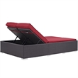 Modway Convene Double Aluminum and Rattan Patio Chaise in Espresso/Red