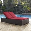 Modway Convene Double Aluminum and Rattan Patio Chaise in Espresso/Red