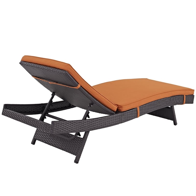 Modway Convene Aluminum and Rattan Patio Chaise in Espresso/Orange