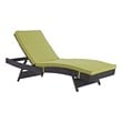 Modway Convene Aluminum and Rattan Patio Chaise in Espresso/Peridot Green