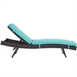 Modway Convene Aluminum and Rattan Patio Chaise in Espresso/Turquoise