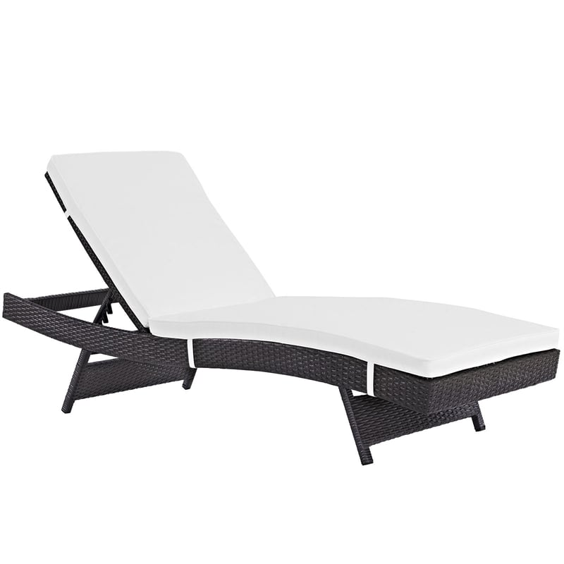 Modway Convene Aluminum and Rattan Patio Chaise in Espresso/White